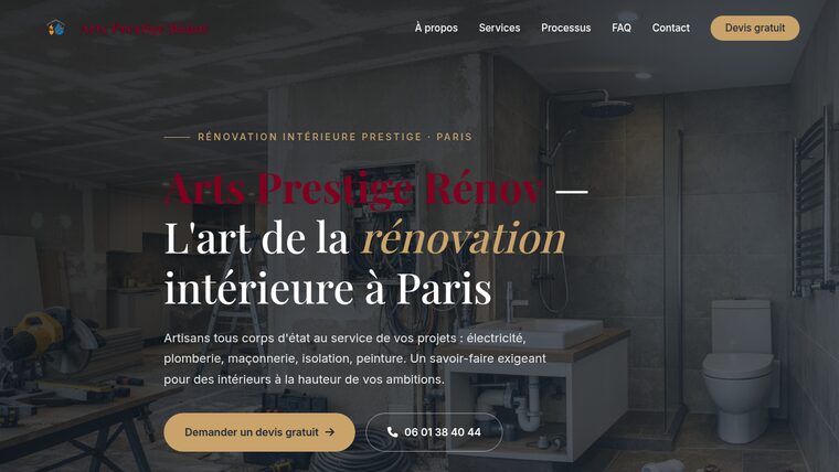 Site web Arts Prestige Rénov — rénovation