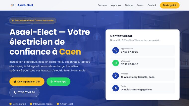 Site web Asael-Elect — électricien