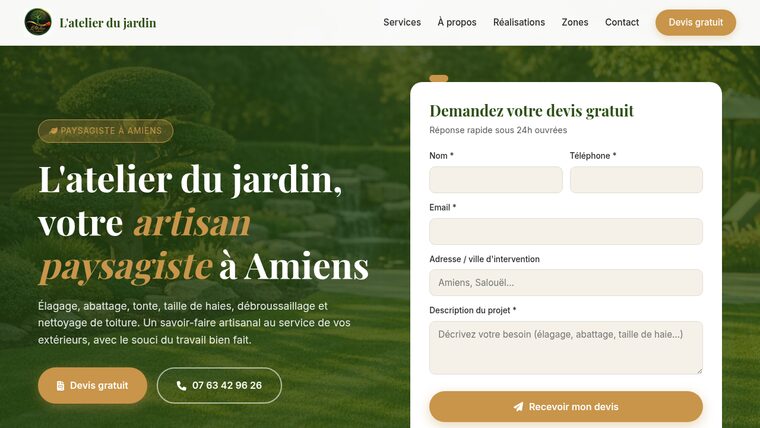 Site web L'Atelier du Jardin — paysagiste